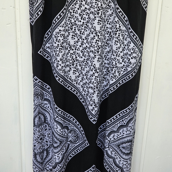 Soma Black White Floral Pattern Knit Sleeveless Belted Maxi Dress Medium - Picture 16 of 16